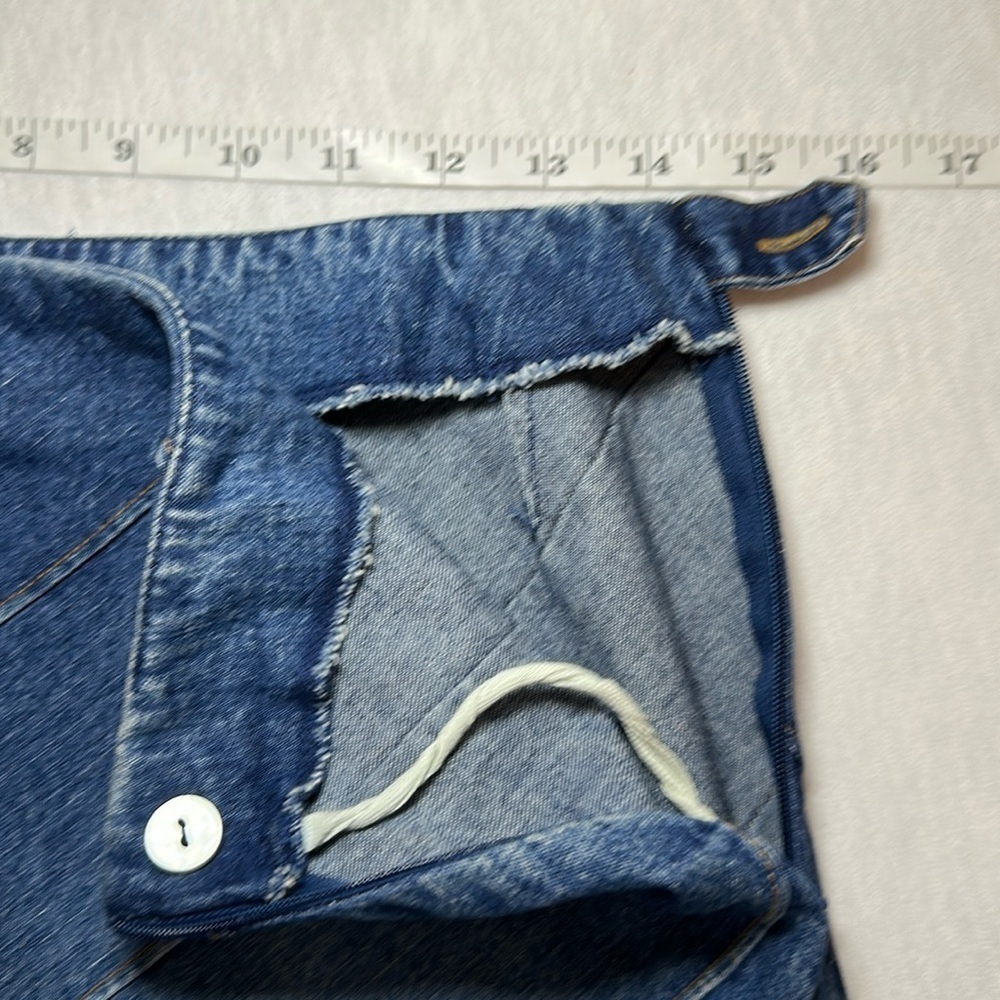 Vintage Ralph Ralph Lauren Abstract Blue Denim Jean High Rise Skirt Y2K Size 8 - Picture 5 of 14